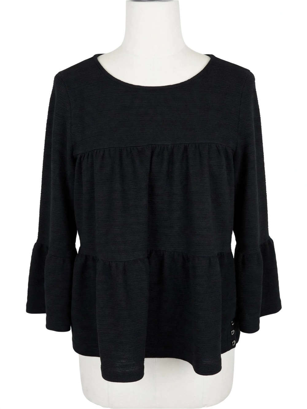J. Crew Black Tiered Peplum Tunic Top